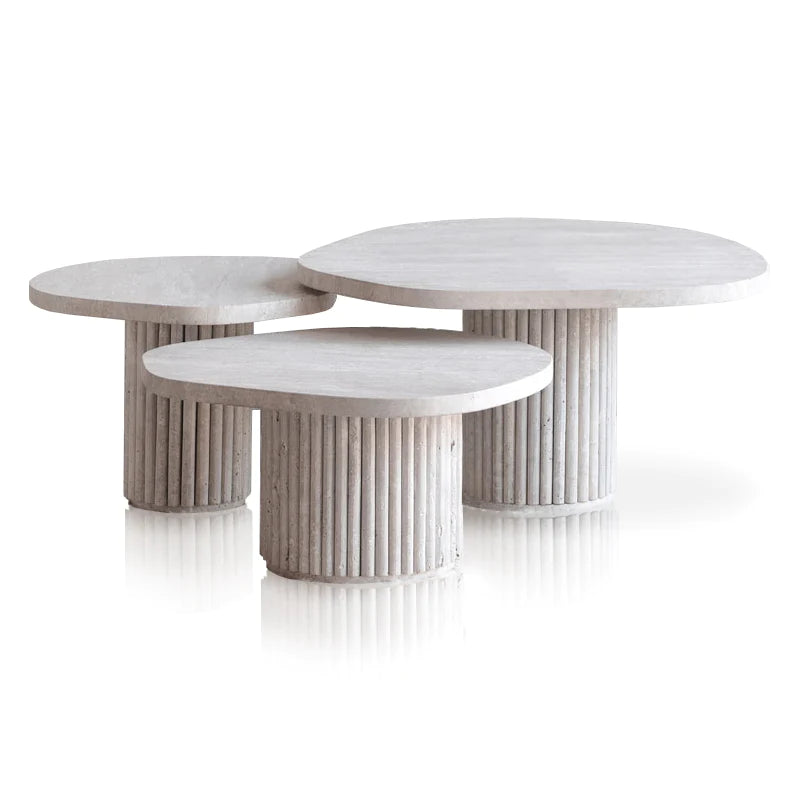 Trios de tables basses gigognes en travertin
