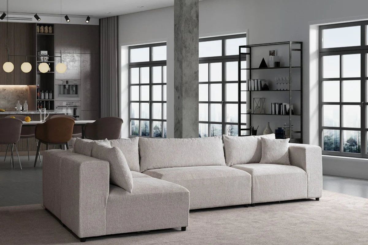 Canapé AZRA chenille blanc cassé