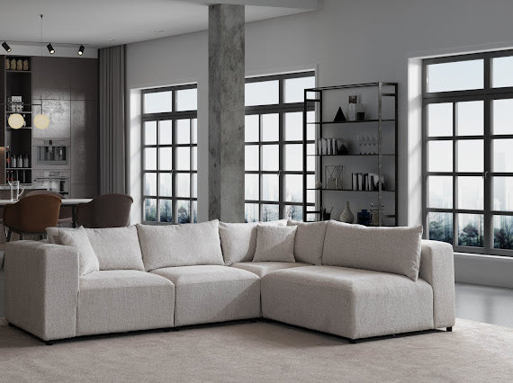 Canapé AZRA chenille blanc cassé
